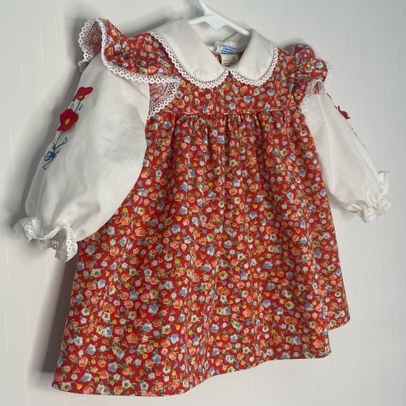 Vintage Baby Girl Prairie Cottage Core Dress Floral Lace 70s-80s ✔️Size - Picture 2 of 15